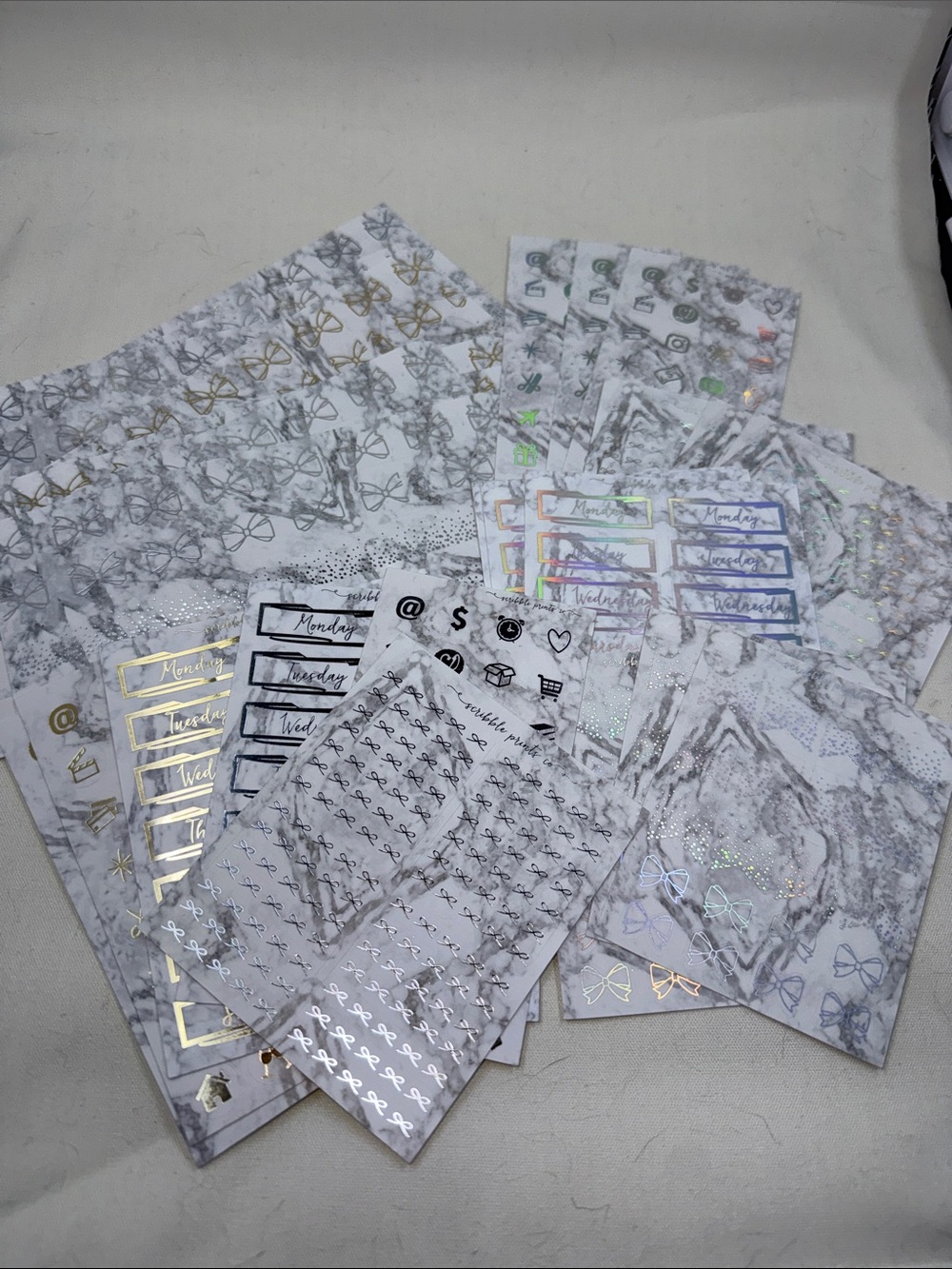 Destash Marble Foil Planner Stickers Assortment Stationary 20+pcs